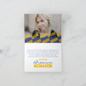 ブルー&金ゴールドポープリント卒業式折り畳み2写真 サンキューカード (内部)