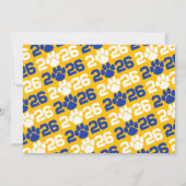 ブルー&金ゴールドポープリント卒業発表 招待状 (裏面)