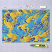 ブルー&金ゴールドマクズパターン 薄葉紙 (クラフト)