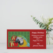 ブルー&金ゴールドマコーパロットクリスマスホリデー シーズンカード (スタンド正面)