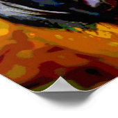 ブルー&金ゴールドマコーパロット顔抽象芸術アート ポスター (角)