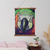 ブルー&金ゴールドマコー顔パロットファンタジーアート 吊り下げ型タペストリー (寝室)