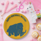 ブルー&金ゴールドマンガウルマンモスパーソナライズされた ペーパープレート (パーティー)