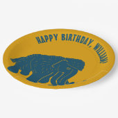 ブルー&金ゴールドマンガウルマンモスパーソナライズされた ペーパープレート (アングル)