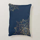 ブルー&金ゴールドマンダラ | イスラームインスパイアアート アクセントクッション (裏面(縦))