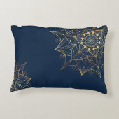 ブルー&金ゴールドマンダラ | イスラームインスパイアアート アクセントクッション (裏面)