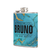 ブルー&金ゴールドマーブルストーングローマンギフト フラスク (左)