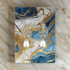 ブルー&金ゴールドマーブルネックレスイヤリングディスプレイカード