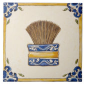 ブルー&金ゴールドメイクアップブラシまたはシェービングブラシバスルーム タイル (正面)