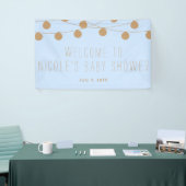 ブルー&金ゴールドモダンストリングライトベビーシャワーバナー 横断幕 (トレードショー)