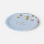 ブルー&金ゴールドモダンストリングライトベビーシャワーパーティー ペーパープレート (アングル)