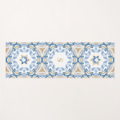 ブルー&金ゴールドユダヤ星のダビッドウォーター色 ヨガマット (正面(横))