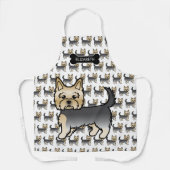 ブルー&金ゴールドヨークシャーテリアかわいい犬と名前 エプロン (正面)