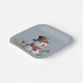 ブルー&金ゴールドリトルスノーフレーク雪だるまベビーシャワー ペーパープレート (傾斜あり)