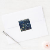 ブルー&金ゴールド仮装マスク誕生日パーティー スクエアシール (封筒)