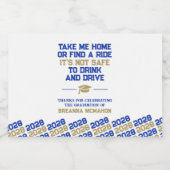 ブルー&金ゴールド卒業ドリンク&ドライブミニ リキュールボトルラベル (シングルラベル)