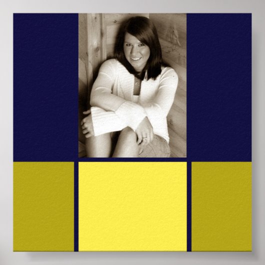 ブルー&金ゴールド卒業式のポスター ポスター (正面)