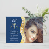 ブルー |金ゴールド大学院生Wave Caduceus RN看護グラード 案内状 (スタンド正面)