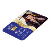 ブルー |金ゴールド大学院生Wave Grad Capフォトマグネット マグネット (左側)