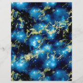 ブルー&金ゴールド大理石銀河系スクラップブック紙シート (裏面)