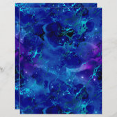 ブルー&金ゴールド大理石銀河系スクラップブック紙シート (正面/裏面)