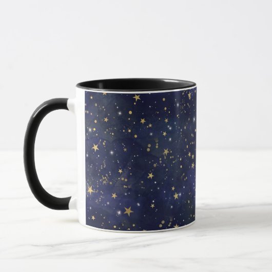 ブルー&金ゴールド天お洒落星の水色 マグカップ (左)