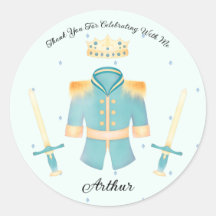 ブルー&金ゴールド水彩リトルプリンスサンキュー