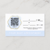 ブルー&金ゴールド水色エレガントサロンアポイントメント 名刺 (裏面)