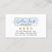 ブルー&金ゴールド水色エレガントサロンアポイントメント 名刺 (正面)