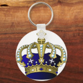 ブルー&金ゴールド王室のクラウン キーホルダー (正面)