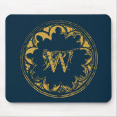 ブルー&金ゴールド素朴ヴィンテージ動揺してモノグラム マウスパッド (正面)
