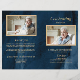 ブルー&金ゴールド葬儀プログラム |サービスの順序