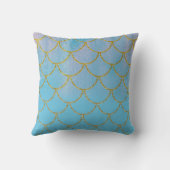 ブルー&金ゴールド虹色きらめくマーメイドはかりで測 クッション (裏面)