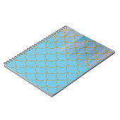 ブルー&金ゴールド虹色きらめくマーメイドはかりで測 ノートブック (左側)