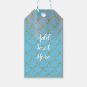 ブルー&金ゴールド虹色きらめくマーメイドパーティー ギフトタグ (正面)