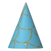 ブルー&金ゴールド虹色きらめくマーメイドパーティー パーティーハット (左)