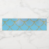 ブルー&金ゴールド虹色きらめくマーメイドパーティー ペットボトルラベル (シングルラベル)