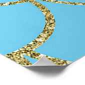 ブルー&金ゴールド虹色きらめくマーメイドパーティー ポスター (角)