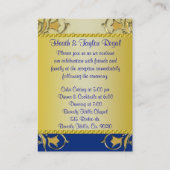 ブルー&金ゴールド開花つる植物モノグラム結婚ズ エンクロージャーカード (裏面)