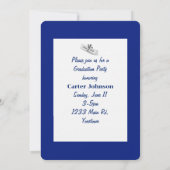 ブルー&金ゴールド2025年のスポットライトでの卒業 招待状 (裏面)