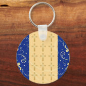 ブルー，金ゴールド，クリスチャン・クロス，ダマスクの好意キーチェーン キーホルダー (正面)