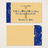 ブルー,金ゴールド,クリスチャン・クロス,ダマスクの結婚式の好意 (正面&裏面)