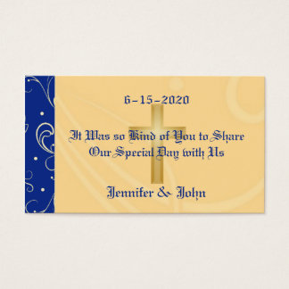 ブルー，金ゴールド，クリスチャン・クロス，ダマスクの結婚式の好意