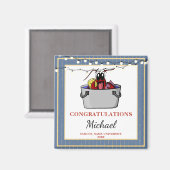 ブルー・金ゴールド・クロフィッシュが卒業パーティーをゆでる マグネット (正面/裏面)