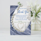 ブルー,金ゴールド,グリーンアイボリーシルク&パールサンキューカード 出欠カード (スタンド正面)