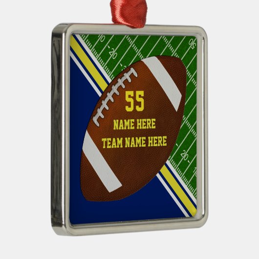 ブルー·金ゴールド·フパーソナライズされたットボールのクリスマス飾り メタルオーナメント (右)