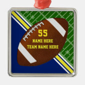 ブルー·金ゴールド·フパーソナライズされたットボールのクリスマス飾り メタルオーナメント (正面)