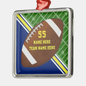 ブルー·金ゴールド·フパーソナライズされたットボールのクリスマス飾り メタルオーナメント (左)