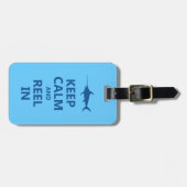 ブルー 釣りを楽しもう Keep Calm and Reel In ラゲッジタグ (正面横)