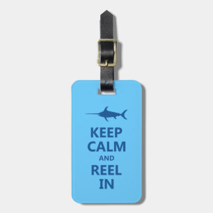 ブルー 釣りを楽しもう Keep Calm and Reel In ラゲッジタグ